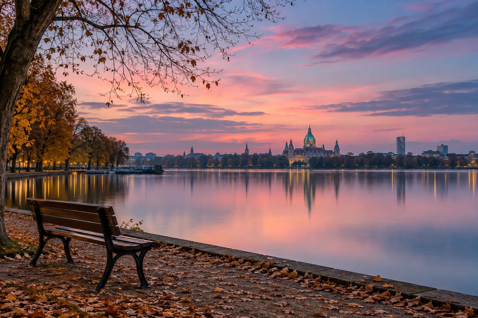 Maschsee in Hannover zur blauen Stunde: Energieausweis noch 2026 nach geltendem Recht bestellen, energiepass® HANNOVER
