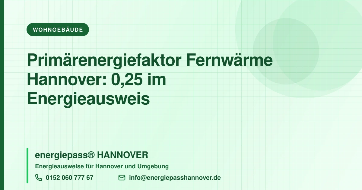 Fernwärme im Energieausweis: Was der Primärenergiefaktor 0,25 in Hannover wirklich bringt | energiepass HANNOVER, Telefon 0152 060 777 67