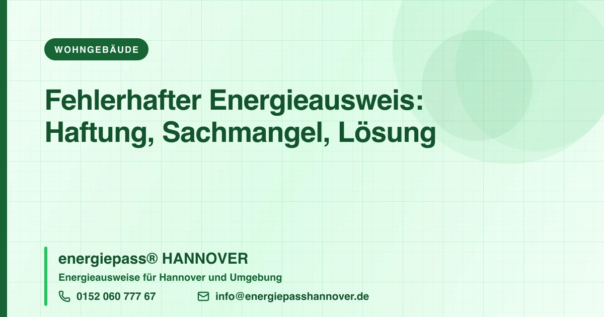 Fehlerhafter Energieausweis: Was tun und wer haftet? | energiepass HANNOVER, Telefon 0152 060 777 67